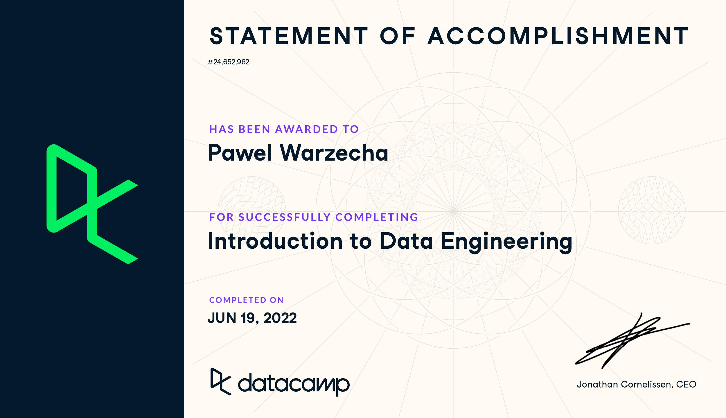 Data Engineering Certificate
