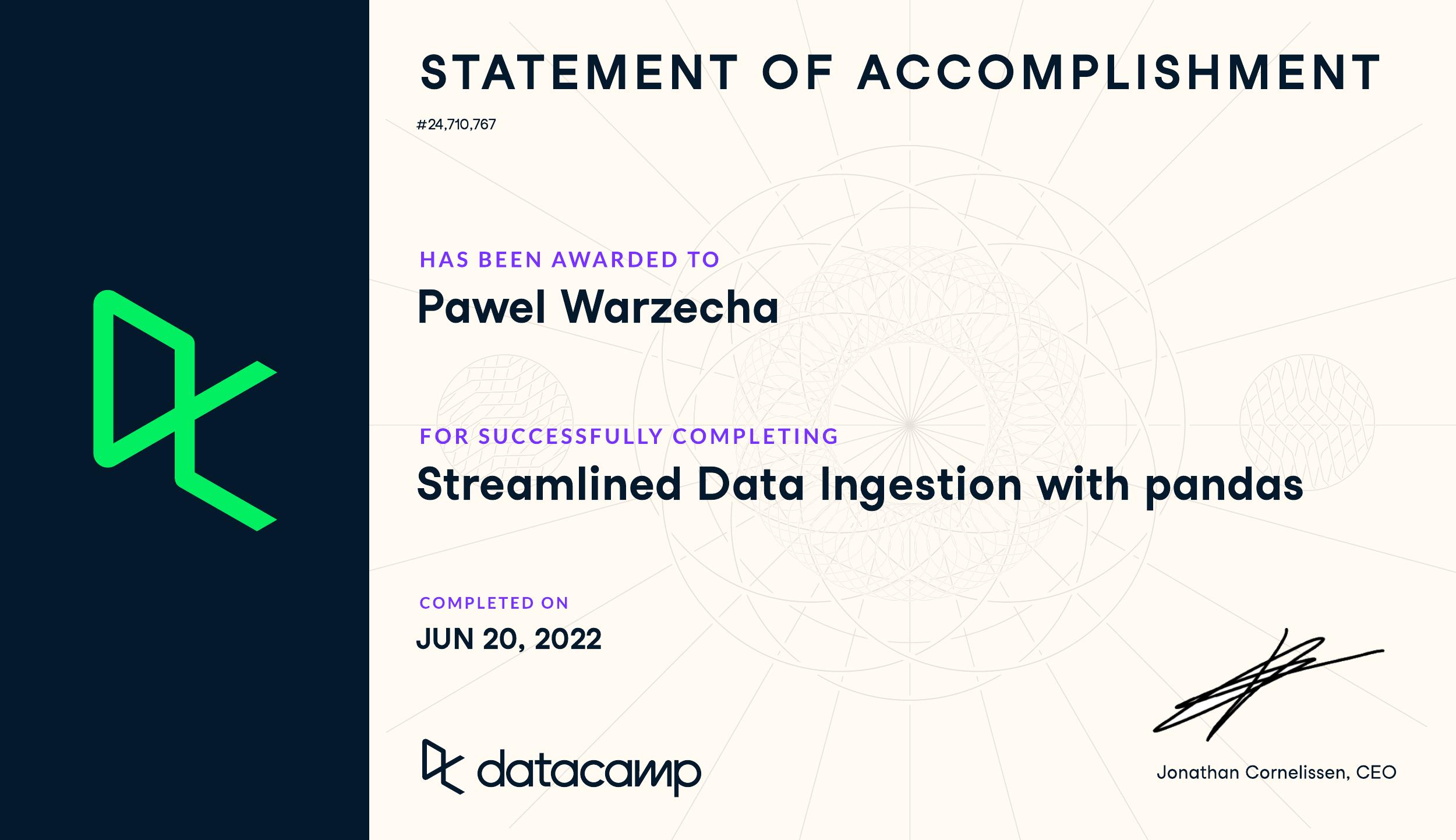 Data Engineering Certificate